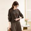 TUHUANG Women's Loose Fit Thickened Pure Cashmere Round Neck Sweater