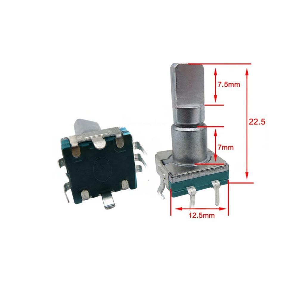2PCS 360-Degree Pulse Potentiometer EC11 Encoder 30-Bit Range 15 Pulse Code Switch 18MM Handle Length
