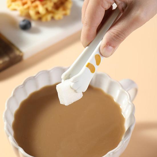 Silicone Cooking Tongs Food Clip with Non-Slip Handle Heat-Resistant Reusable Cat Paw Shaped Tongs Kitchen Accessories