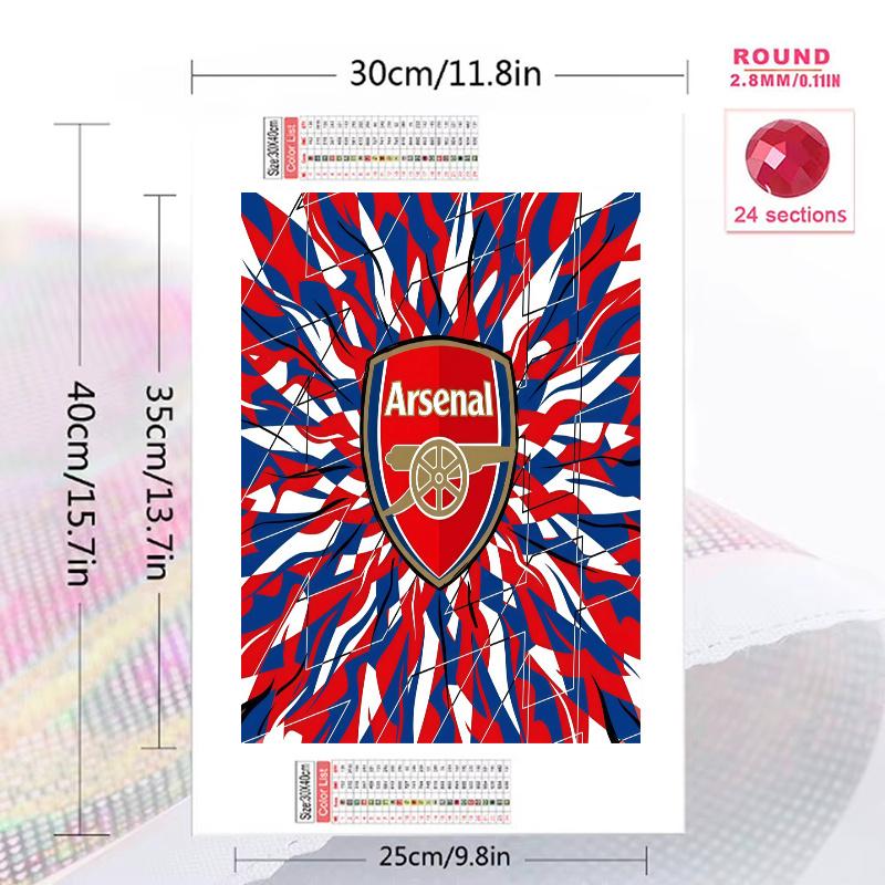 Arsenal F.C 100% Round Full Drill 5D DIY Diamond Painting Embroidery Cross Stitch Rhinestone Décor
