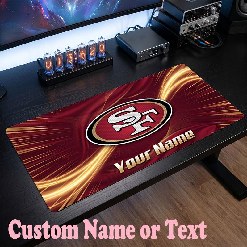 Tappetino Mouse Personalizzato con Nome Testo San Francisco 49ers, Tappetino Mouse Grande per Scrivania Regalo Personalizzato per Ufficio Domestico