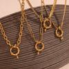 E.B.belle Blade Chain Paper Clip Chain O-shaped Chain Spring Buckle Pendant Necklace 18K Gold Plated 316L Stainless Steel