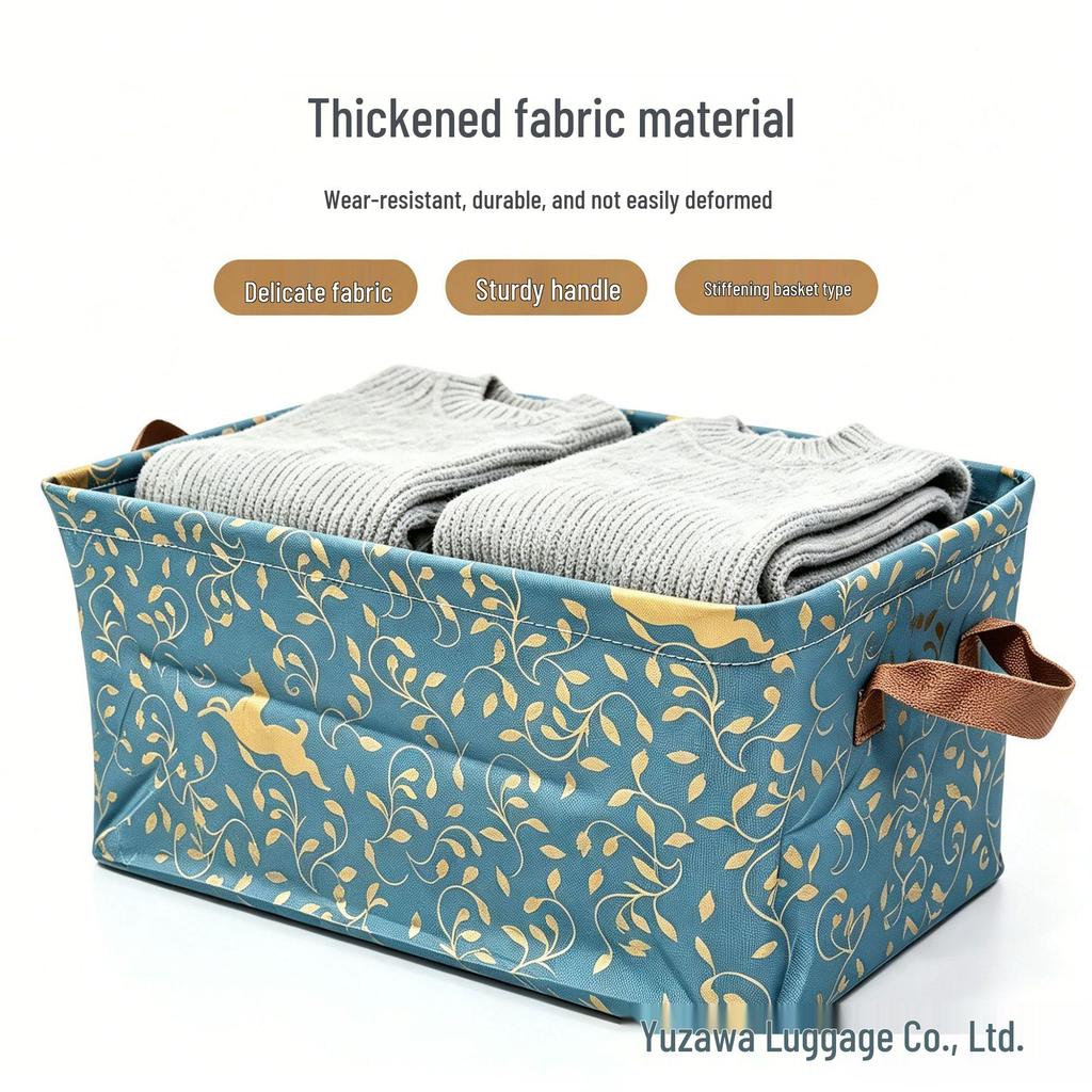 Waterproof Foldable Fabric Storage Basket with Handle for Home Organization