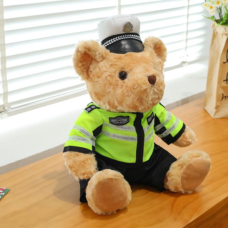 Police bear doll cute traffic police firefighter uniform teddy bear plush toy Internet celebrity swat bear