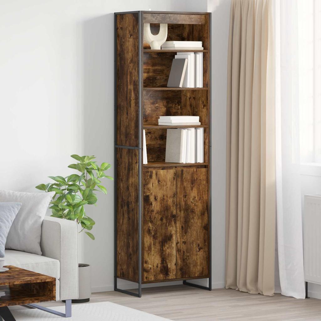 Tall Cabinet in Smoke Oak Finish 60 x 36 x 200 cm Engineered Wood