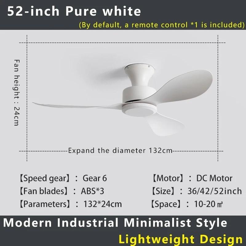 36-52" No-Light Design Multi-Space Use Electric Fan Low-Profile Flush Mount Ceiling Fan Remote Control Industrial Vintage Fan