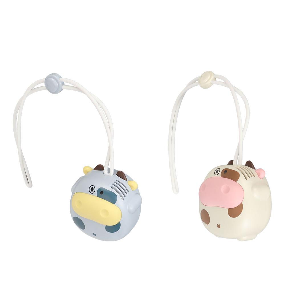 Mini Hanging Neck Fan USB Rechargeable Bladeless Cartoon Cow Shape Necklace Fan with Adjustable Lany