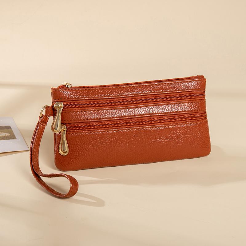 Lychee Grain PU Leather Multi-Pocket Wristlet Clutch Wallet and Phone Bag