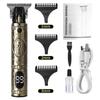 Retro T9 Electric Hair Clipper with LCD Display, USB Charging, Buddha Head Design, Oil Head Styling, and Power Push Technology.