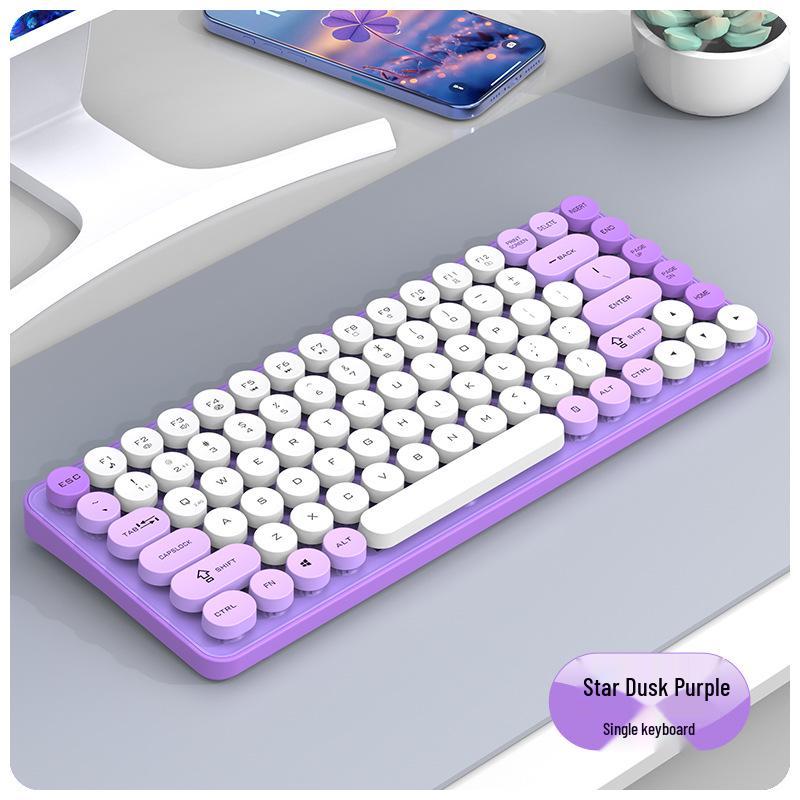 

BT185 Dual-Mode Wireless Keyboard & Mouse Set with Punk Keycaps - Stylish USB Bluetooth for Girls