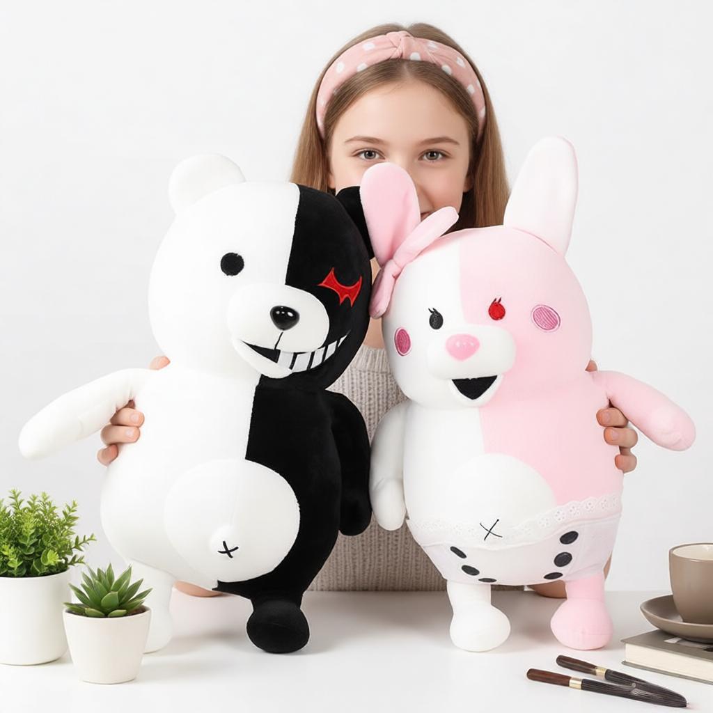 25/35Cm Black White Bear Pink Rabbit Stuffed Plaything Snug Animated Soft Plushie Bolster Room Display Hanging Piece Favor Boys And Girls Little
