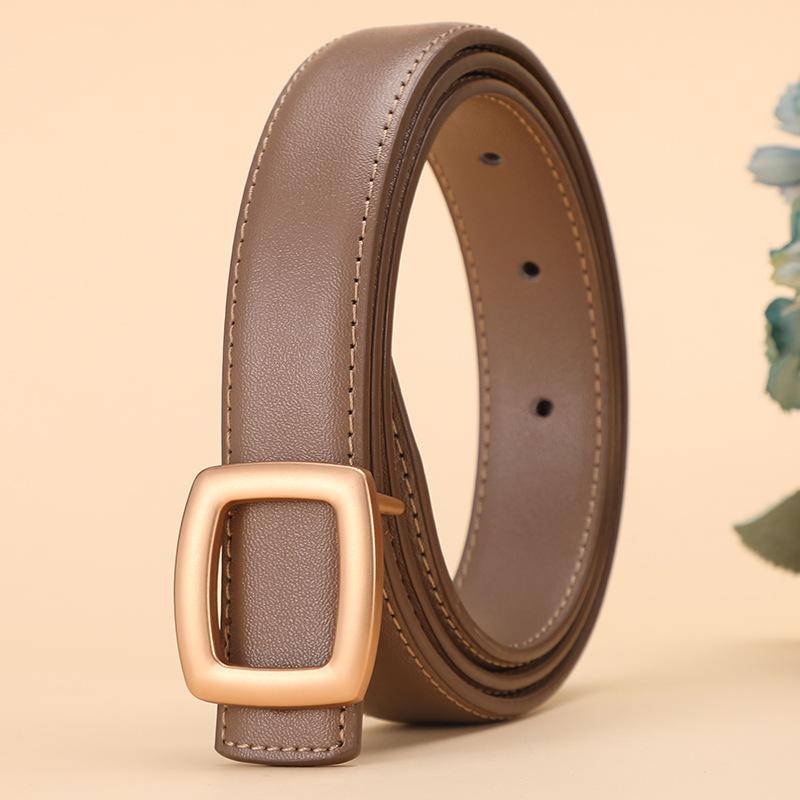 Women'S Leather Belt Wind Belt Women'S Decoration Simple Business Matte Alloy Cowhide Pants Belt