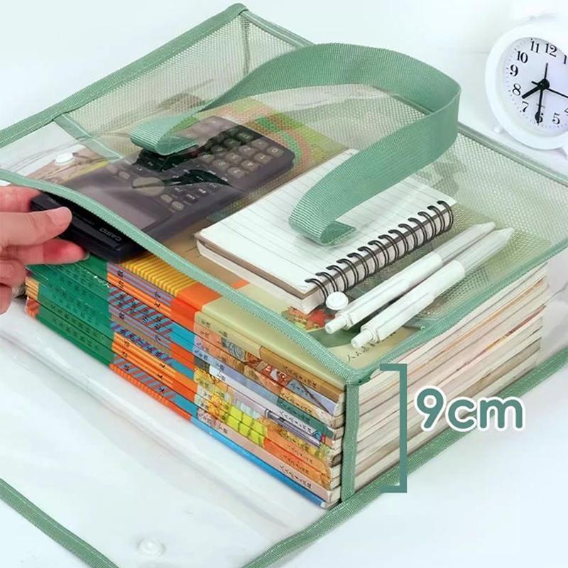 PVC Clear Waterproof Files Folder Portable A4 Document Bag with Handles Books & Stationery Storage Organizer for Business School