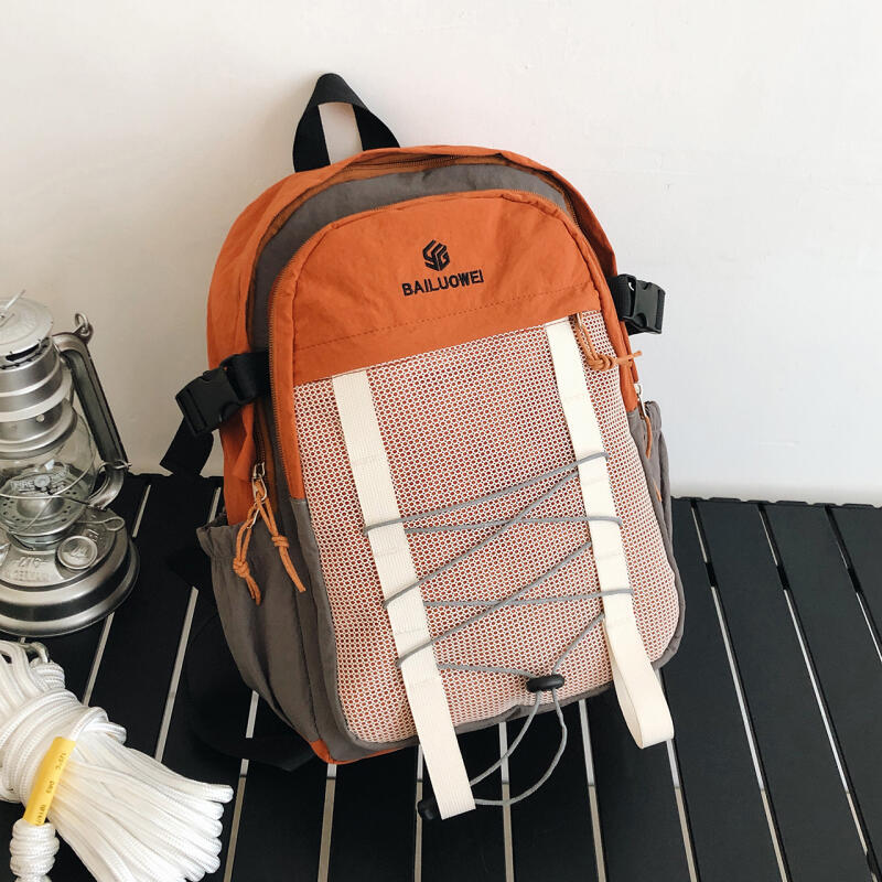 Sports Backpack Large Capacity Lightweight Color Block Backpack Unisex Student Schoolbag