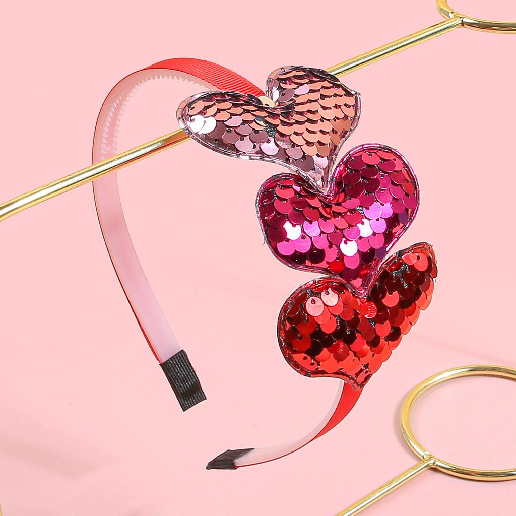 1/4pcs Sequin Heart Headbands for Women Valentine's Day Heart Shaped Hairbands Kids Girls Headband for Party Hair Accessories