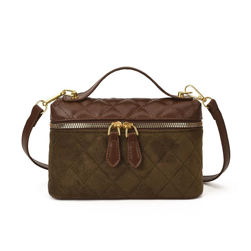 Luxury Lingge Box Shoulder Bag Suede Patchwork Women s Handbag Diamond Lattice Crossbody Bags for Women Mini Designer Bag