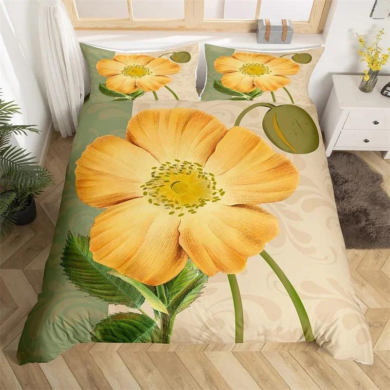 Chic Spring Flower Duvet Cover Vintage Flowers Comforter Cover Microfiber Garden Floral Bedding Set Full Queen Size Bedclothes