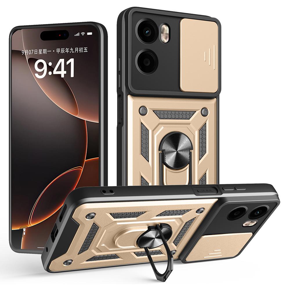 AMORUS For Motorola Moto G05 4G Case Kickstand PC+TPU Phone Cover with Camera Lens Slider