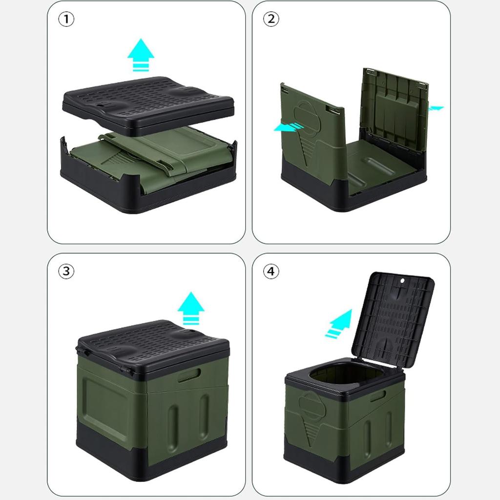Foldable Portable Toilet for 150kg Weight Easy Includes 12 Disposal Bags and 12 Foldable Toilet Emergency Perfect for Car Outdoor Power and Water