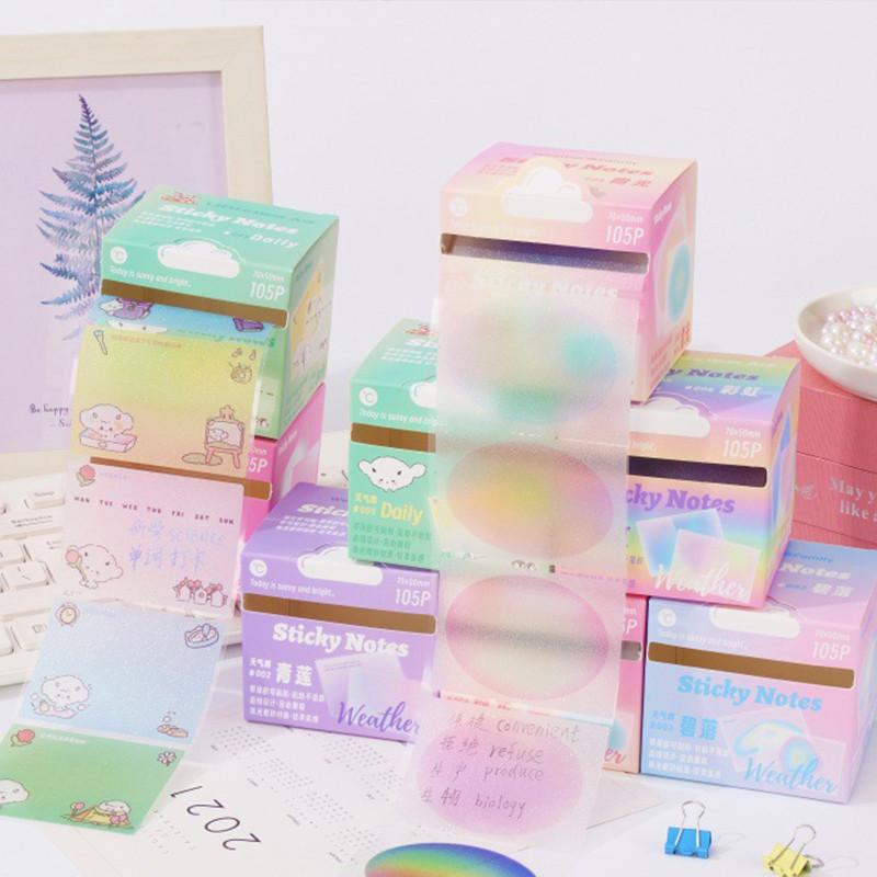 105Pcs/Set Creative Gradient Cloud Self-Stick Notes Large Capacity Tearable N Times Stickers DIY Journal Decoration Memo Pad