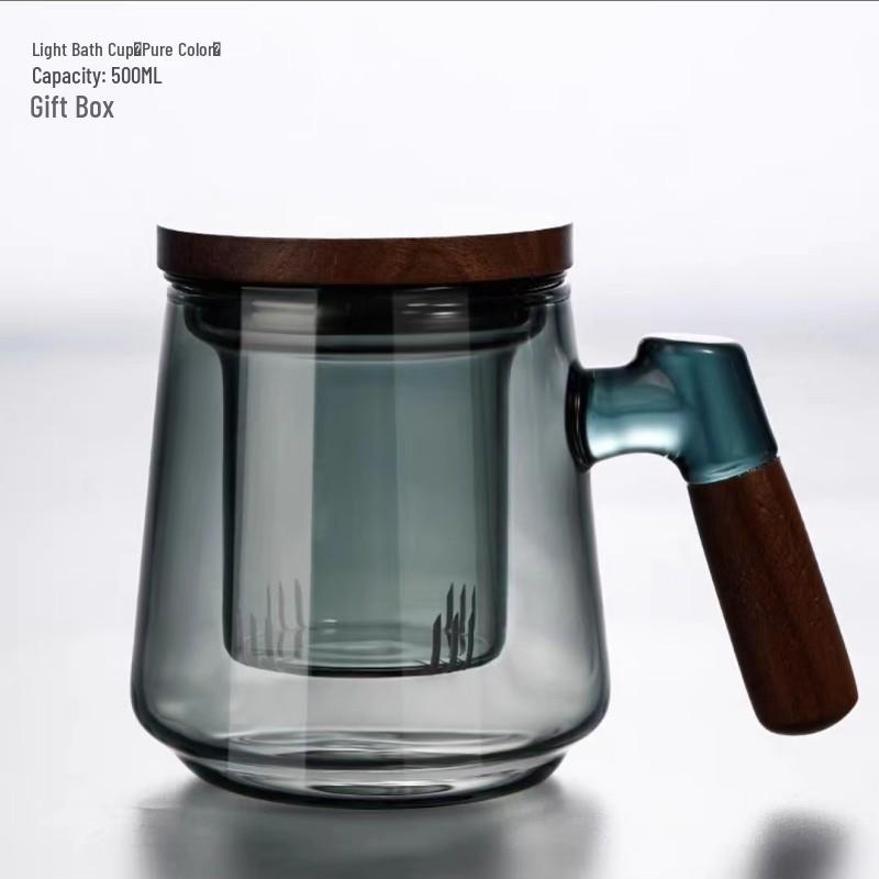 Guanshan High-End Glass Tea Cup Set: Three-Piece Water & Tea Separator with Filter