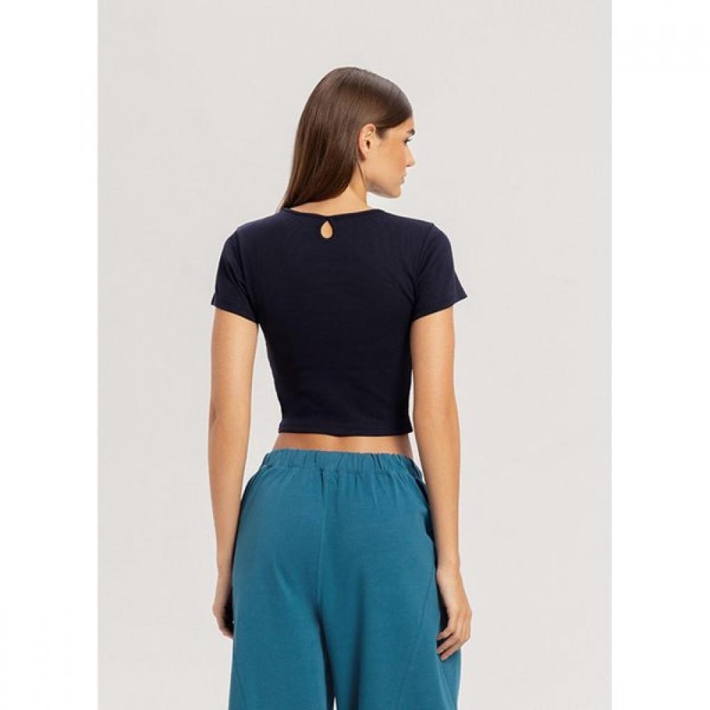 Keyhole Rib Short Sleeve Navy Blazer B61002ats20 N18