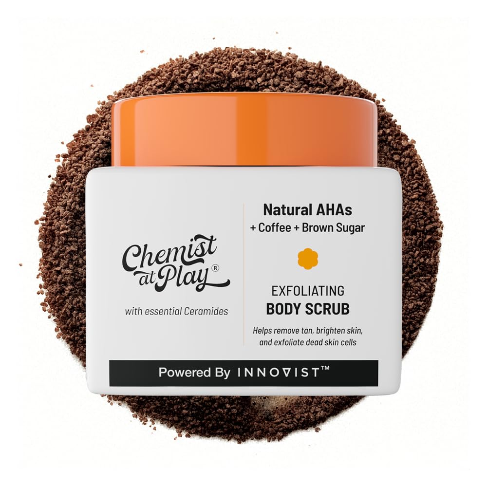 

Chemist At Play Exfoliating Body Scrub for Removing Tan & Dead Cells | Rough & Bumpy Texture, Tanned & Pigmented Areas | Smooth, Soft & Bright Care |