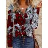 Women's Creative Printed Zipper Long-sleeved T-shirt, Breathable, Soft and Comfortable, Suitable for All-year-round Casual Wear