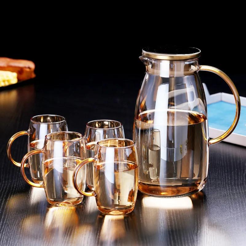Home Colorful Cold Water Bottle Large Capacity High Borosilicate Glass Tea Set Cooler Teacups Water Cup Mugs