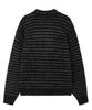 Openyard(Oy) Striped Boucle Collar Knit Cardigan - Black
