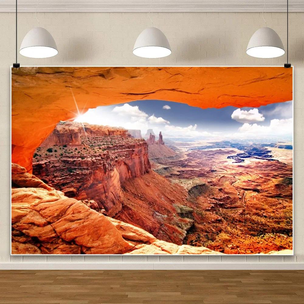 Desert Landscape Rocky Mountains Photography Background Reptile Habitat Immortal Palm Sun Oasis Natural Background Poster