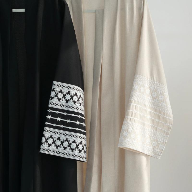 Eid Embroidery Muslim Abaya for Women Ramadan Dress Morocco Lace-up Abayas Kaftan Islam Cardigan Dubai Arab Long Robe 2024
