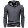 Men's Half-Zip Hooded Sweatshirt Casual Pullover for Men Autumn Winter Warm Textured Long Sleeve Hoodie Multi-Color Male Fashion Tops