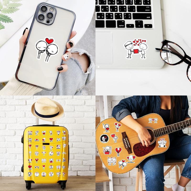 

50 шт./Набор Простые Линии Граффити Наклейки Красное Сердце Мультяшные DIY Детские Канцелярские Принадлежности Наклейки для Блокнота