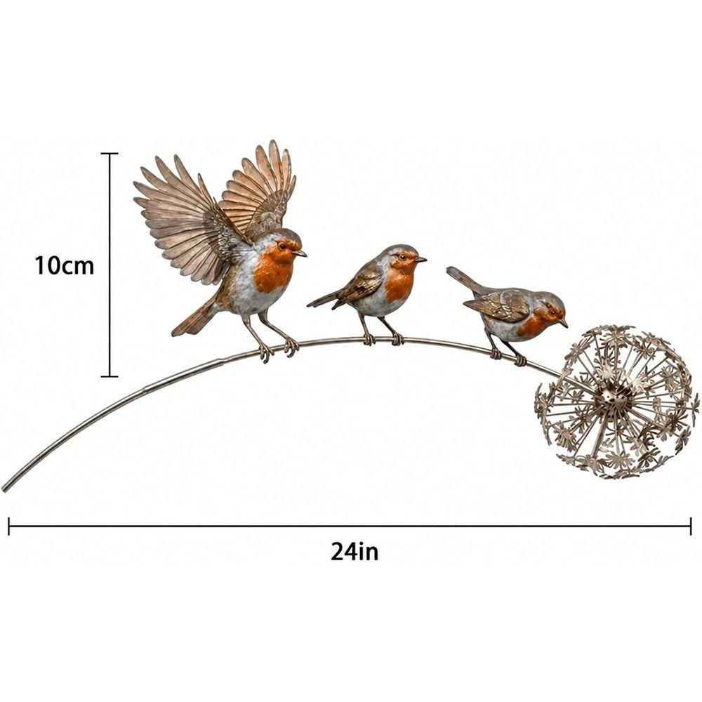 Metal Bird Garden Stake Weather Resistant Bird Plant Stake Robin Yard Ornament  Flower Pot Decor