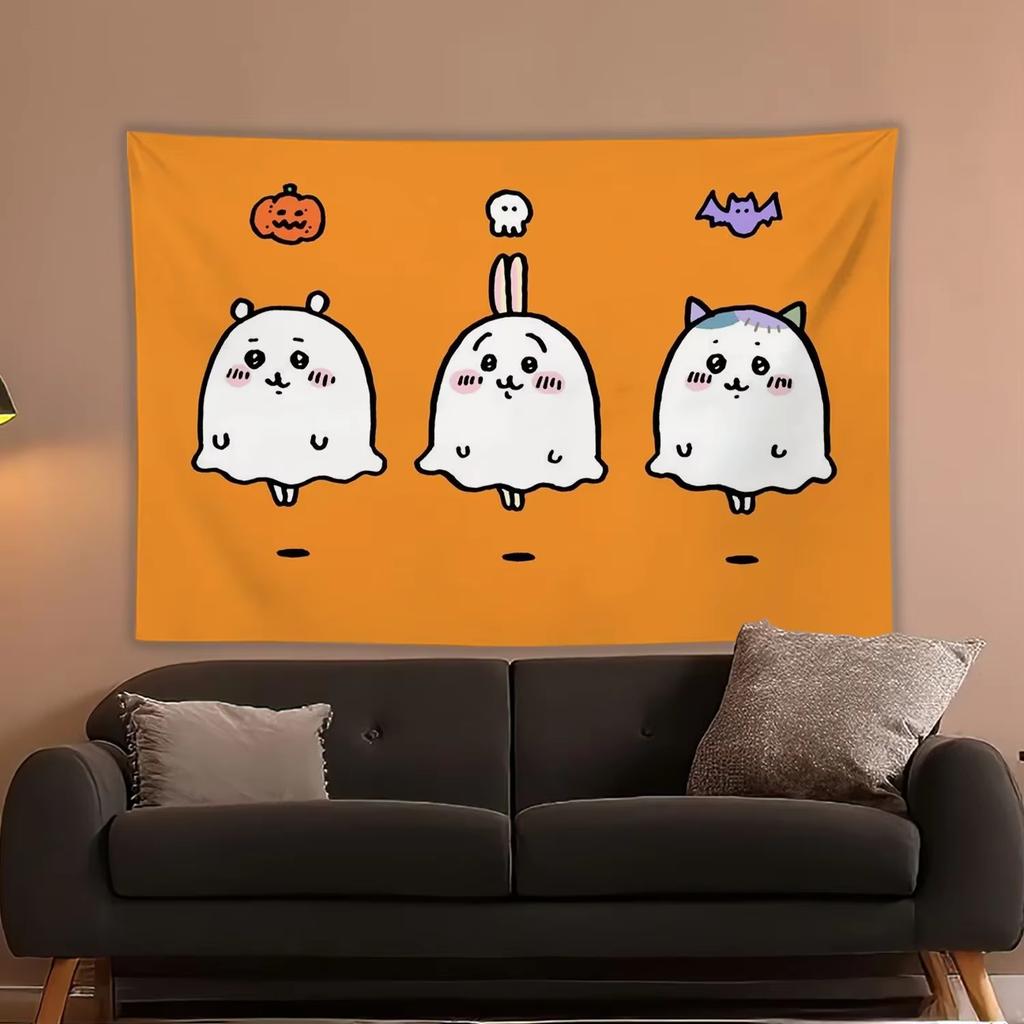 Halloween Theme Party Decoration Wall Fabric Hippie Wall Rugs Party Decoration Printed Tapestry Hippie Room Decoration Items
