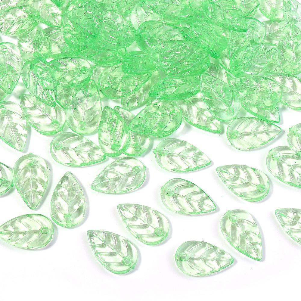 20-200pcs/lot Transparent Green Leaves Beads Loose Acrylic Charms Beads For DIY Pendant Earrings Necklace Jewelry Accessories