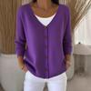 Women's Solid Color Loose Knit Button Cardigan - Casual European & American Style 2025