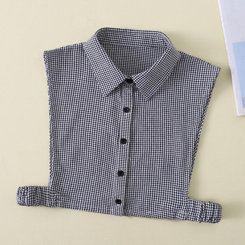 Fashion Plaid Fake Collar Women Detachable collars New Cotton False Collar Shirt Tie Female Removable Dickie Half Shirt Women