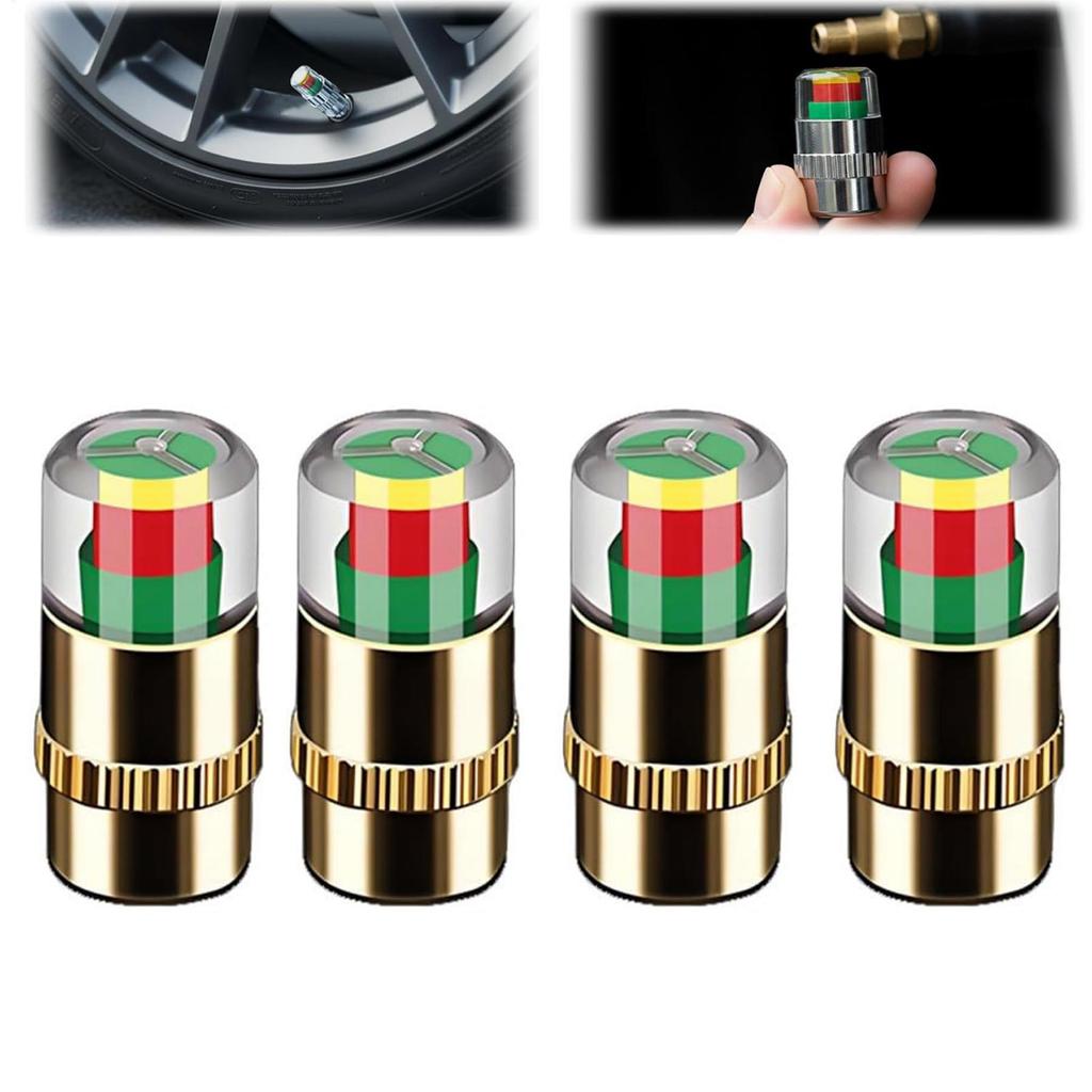 4Pcs/Lot Tire Pressure Caps Wheel Stem Gauge Monitor Caps Tire Pressure Indicator Anti-theft Eye Alert Air Pressure Gauge