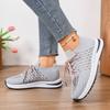 Versatile Comfortable Sneakers Fashion Round Toe Knit Breathable Lace-Up Soft Sole Non-Slip Low Top Single