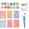 6 Pack Paint by Numbers Kit With Brush and Acrylic Paints Color Art Painting Cocktail Culture DIY Acrylic Oil Painting for Adult