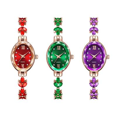 Women's Rhinestone Watches  Waterproof Oval Ladies Quartz Watch Bracelet Wristwatch
