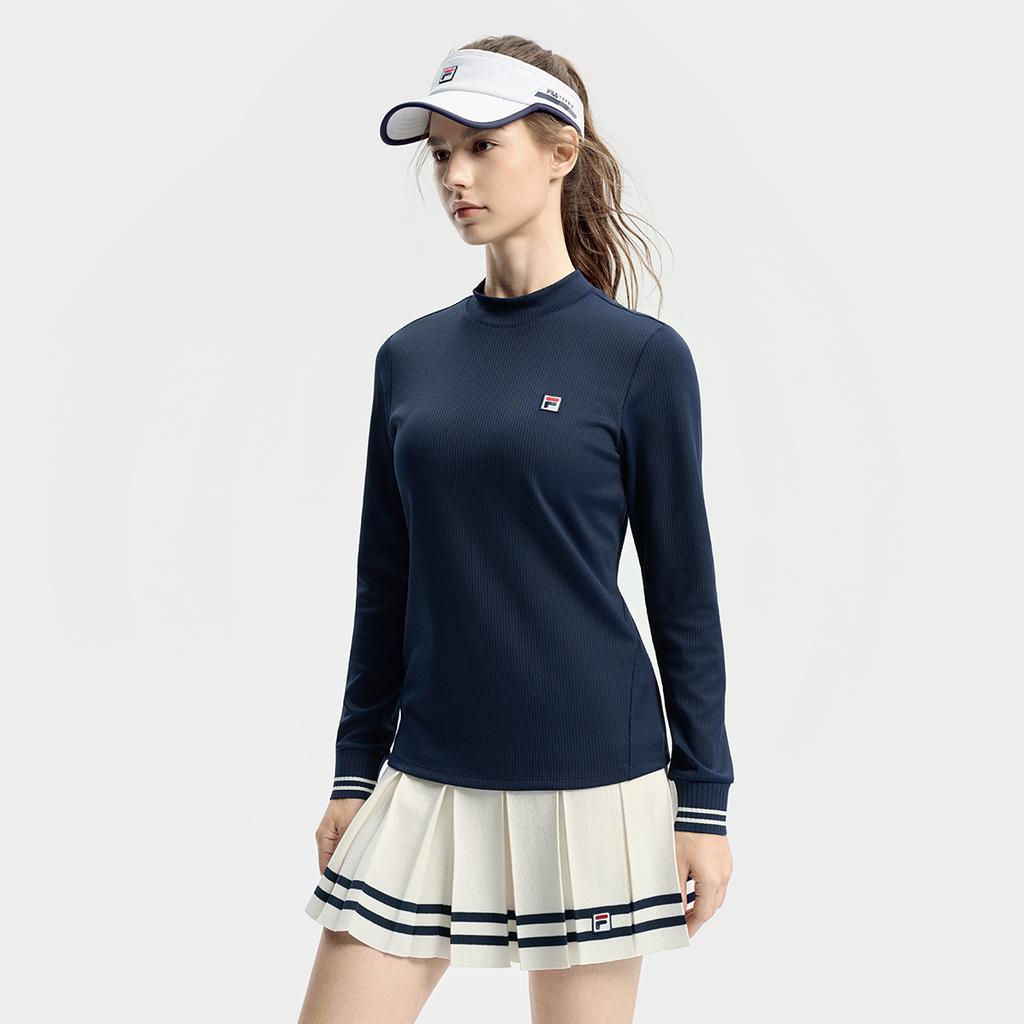 Fila Tennis Simple Classic Casual Comfortable Versatile Slim Fit Long Sleeve T-Shirt Women Tops Blue A11W543218FBU