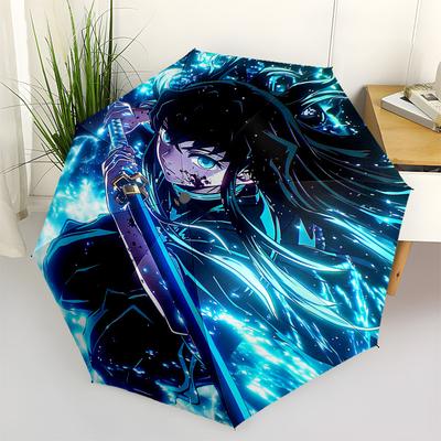 1pc Anime Character Outdoor Umbrella - Automatic Opening/Closing - Portable 3-Fold Design - 8-Rib Iron Frame - Perfect Gift for Fans, Travelers,