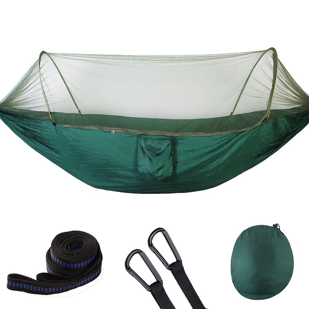 Quick-Open Mosquito-Proof Outdoor Hammock: Encrypted Mesh Parachute Nylon with Mosquito Net for Single/Double Camping