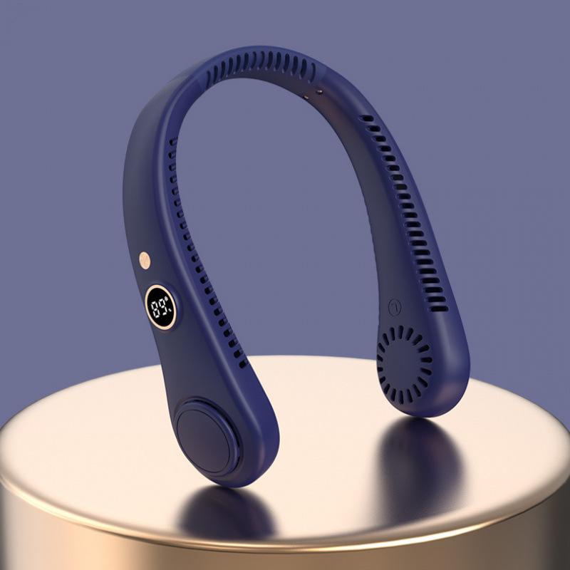 Silent Digital Neck Fan: Leafless, USB Rechargeable, Multi-Speed, Compact Design for Outdoor Sports