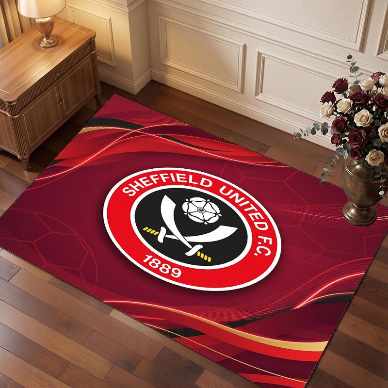 Sheffield United Football Print Crystal Velvet Rug, Comfortable Water Absorbent Non Slip Indoor Floor Carpet