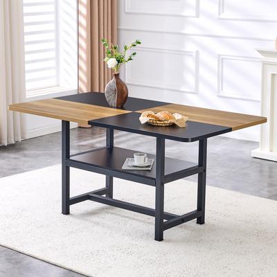 Rectangular Dining Table In Industrial Design, 160x90x76 Cm, for 4-6 People, Brown/Black, with Storage Shelf, for Living Room & Kitchen