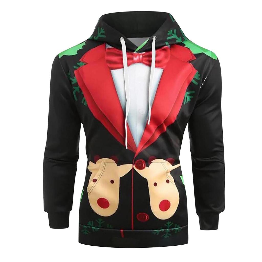 Men Casual Snowflakes Christmas Deer Printed Shirt Top Blouse